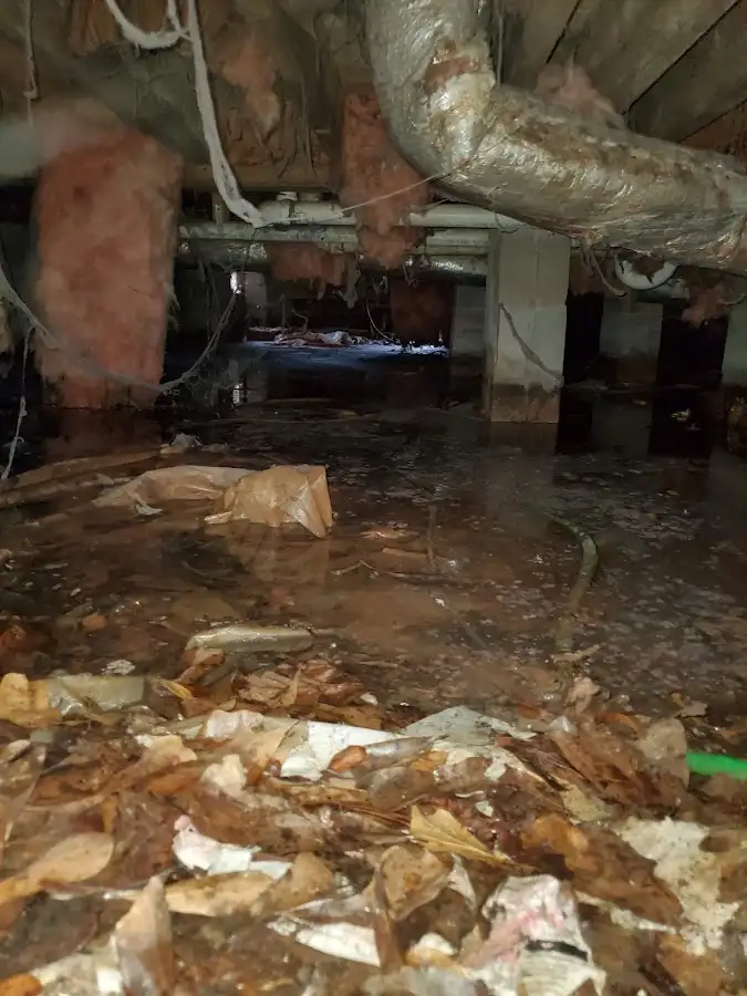 Crawl space flood assessment for Commercial Water Damage Restoration in Calverton